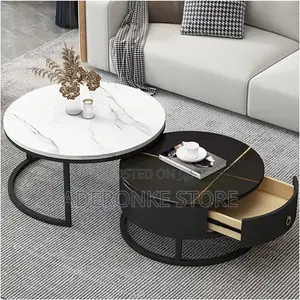 2pcs Faux Centre Table - Black & Gold