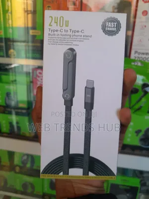 240W Type-C zuwa Type-C Cable tare da Gina-in Phone Stand