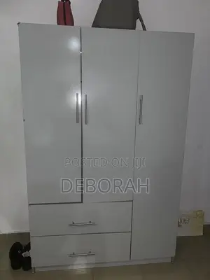 Deco Freestanding Wardrobe - Gray Glossy Finish