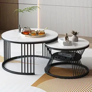 Modern Luxury Center Table - Gray Glossy Marble Top