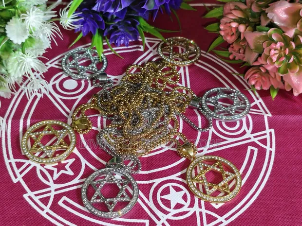 Star of David & Lotus Pendant Necklace - 1