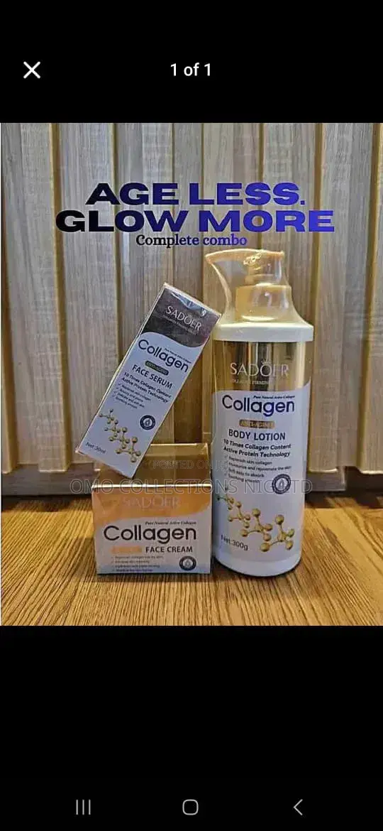 SADOER Collagen 3-in-1 Skincare Set - Serum, Cream, Body Lotion - 1