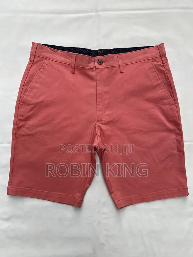 Marks and Spencer Coral Red Chino Shorts W34 L19 - 1