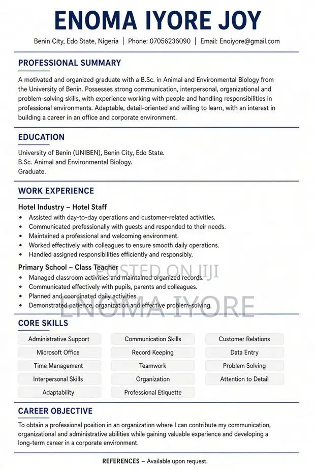 Office Receptionist (Female, Accommodation Included) - 1