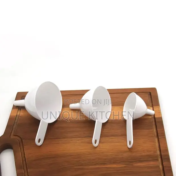 3pc Measuring Funnel Set - Plastic White - 1