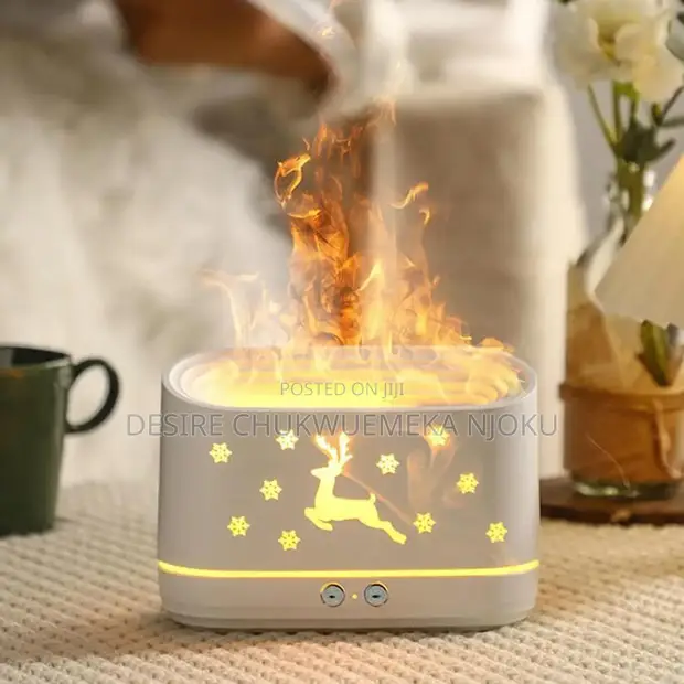 Cool Zone Flame Aromatherapy Humidifier with Digital Clock & Bluetooth - 1