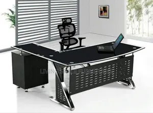 High-Quality Office Glass Table 1.6m with Drawers