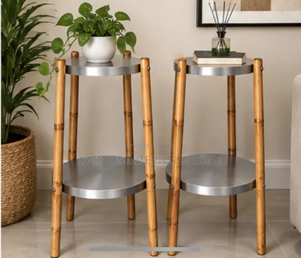 Bamboo Metal 2-Tier Side Table (An Sake Gyara) - 1