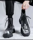 Men's Black Leather Flame Detail Lace-Up Boots - Louis Vuitton - 1