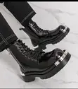 Men's Black Leather Flame Detail Lace-Up Boots - Louis Vuitton - 2