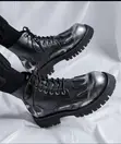 Men's Black Leather Flame Detail Lace-Up Boots - Louis Vuitton - 3