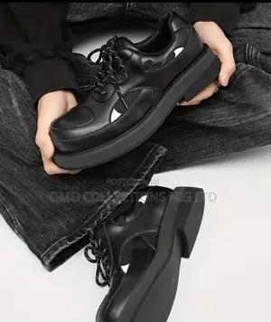 UrbanEdge Men's Black Platform Oxford Shoes - Brand New