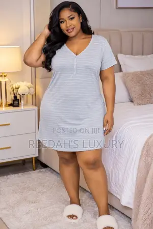 Soft Cotton Nightdress Loungewear - Shuɗi