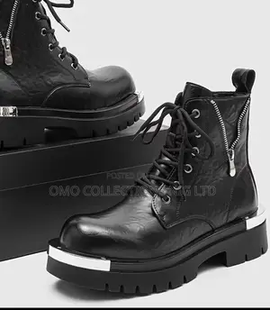Takalmi na Maza na Italiya da aka yi da Faux Leather Baki tare da Zippers