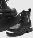Takalmi na Maza na Italiya da aka yi da Faux Leather Baki tare da Zippers - 1