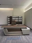 Executive Office Table with Bookshelf (2.4m) - 2
