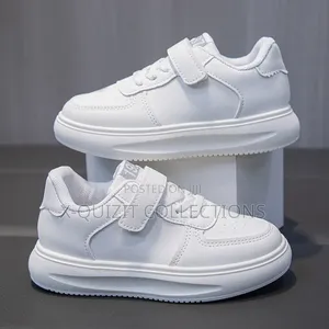 Kids White Velcro Sneakers