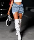 Ladies High Heel Boots - White - 1