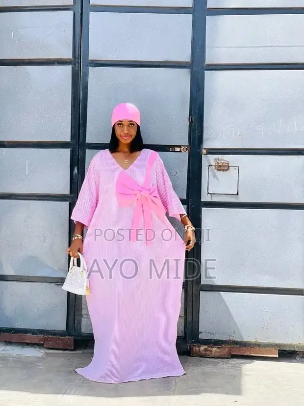 Ankara Bubu Gown with Aso Oke Mix - 1