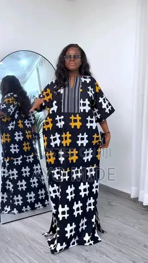 Ankara Bubu Gown with Aso Oke Mix