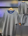 Men's Luxury T-Shirt - Blue & White Horizontal Stripes - 1