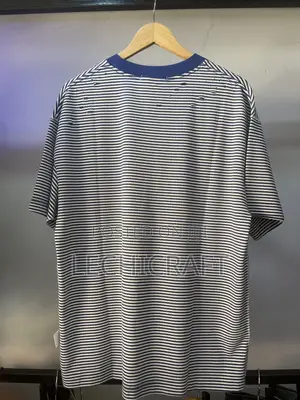 Men's Luxury T-Shirt - Blue & White Horizontal Stripes