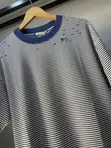 Men's Luxury T-Shirt - Blue & White Horizontal Stripes - 4