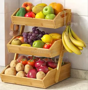 3-Tier Bamboo Fruit & Vegetable Basket Stand