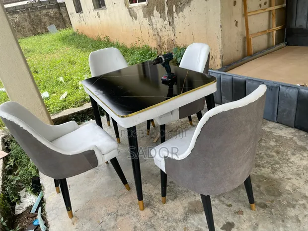 4-Seater Dining Set - Modern Marble Top - 1