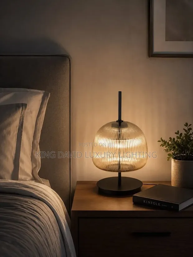 Minimalist Nordic Ribbed Glass Table Lamp - 1