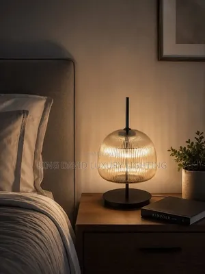 Minimalist Nordic Ribbed Glass Table Lamp
