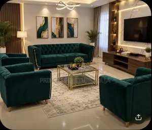 Premium Emerald Green 7-Seater Velvet Sofa Set - Abuja