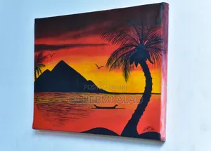 Sunset in Africa - Original Landscape Painting by Oluremi Alao