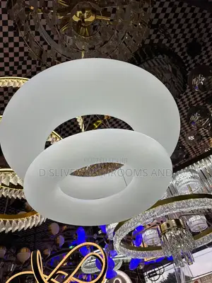 Modern Multi-Ring LED White Halo Chandelier