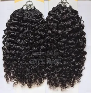 Premium Curly Human Hair Micro Loop Crochet Extensions (14")