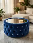 Chesterfield Round Velvet Center Table - 2
