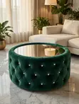 Chesterfield Round Velvet Center Table - 3