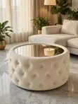 Chesterfield Round Velvet Center Table - 5