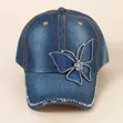 Sparkly Rhinestone Butterfly Embellished Jean Cap - 1