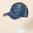 Sparkly Rhinestone Butterfly Embellished Jean Cap - 2