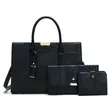 Duo Chain Tote 3-in-1 Handbag Set - Black Croc-Pattern Leather - 1
