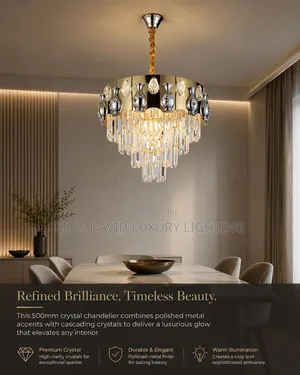 500mm Round Modern Crystal Gold Chandelier