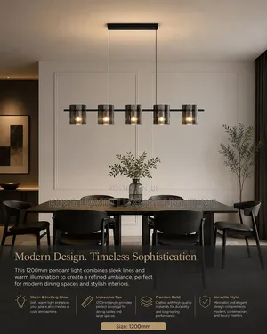 1200mm Smoky Glass Linear Pendant Light