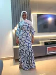 Maxi Floral Blue and White Dress - 1