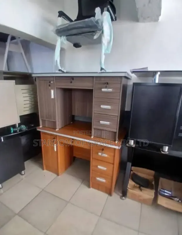 4ft Home Office Desk with Double Drawers - 1