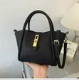 Classy Structured Handbag with Gold-Tone Lock - 1