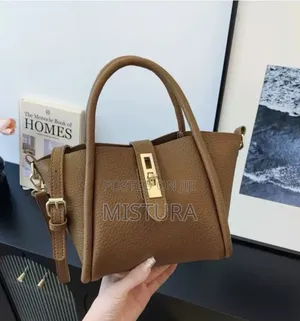Classy Structured Handbag with Gold-Tone Lock