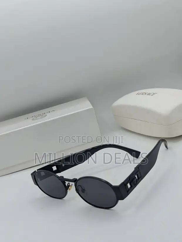 Versace Men's Oval Sunglasses - Black - 1