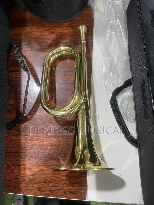 Shiny Gold Brass Bugle Horn - Brand New - 1