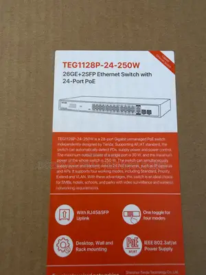 Tenda 24-Port Gigabit PoE Switch TEG1128P-24-250W